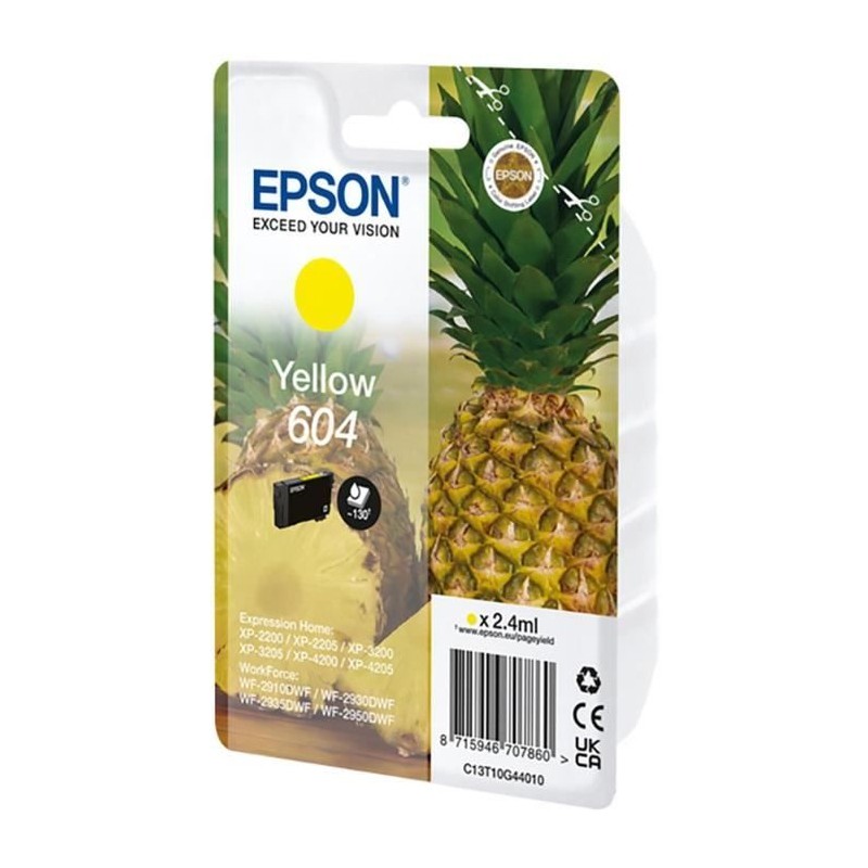 EPSON 604 Jaune Cartouche d'encre Ananas (C13T10G44010) pour XP-2200, XP-4205, WF-2950 EPSON 604 Jaune Cartouche d'encre Ananas (C13T10G44010) pour XP-2200, XP-4205, WF-2950
