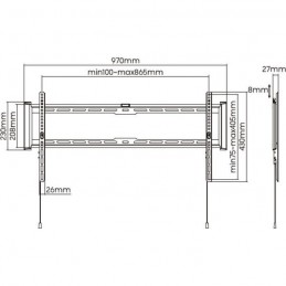 STELL SHO 7210 Support TV fixe SLIM pour écran de 43'' à 90'' - vue dimensions