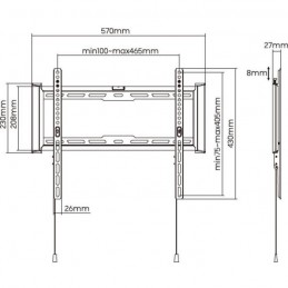 STELL SHO 7200 Support TV fixe SLIM pour téléviseur de 32'' à 70'' - vue dimensions