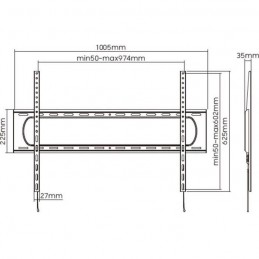 STELL SHO 7220 Support TV fixe SLIM pour téléviseur de 60'' à 120'' - vue dimensions