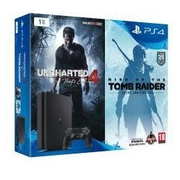 Console PS4 Slim 1 To + 2 jeux : Uncharted 4 + Rise Of The Tomb Raider 