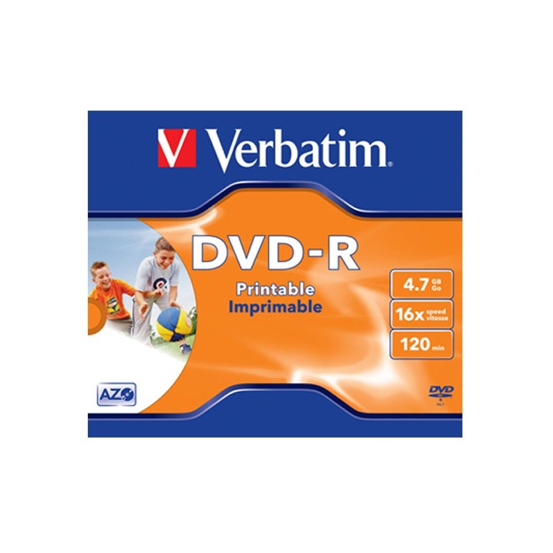 DVD-R 4,7GB / 120MIN VERBATIM ÉCRITURE 16X IMPRIMABLE INKJET PRINTABLE - BUNDLE
