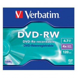 DVD-RW 4,7GB / 120MIN VERBATIM ÉCRITURE 4X MATT SILVER RÉINSCRIPTIBLE - BUNDLE