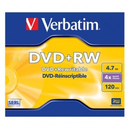 DVD+RW 4,7GB / 120MIN VERBATIM ÉCRITURE 4X MATT SILVER RÉINSCRIPTIBLE - JAQUETTE