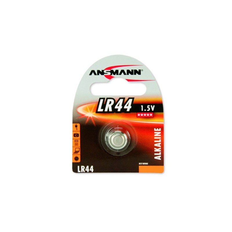 Pile bouton LR44 Alcaline 1,5V ANSMANN (Blister 1 pile)