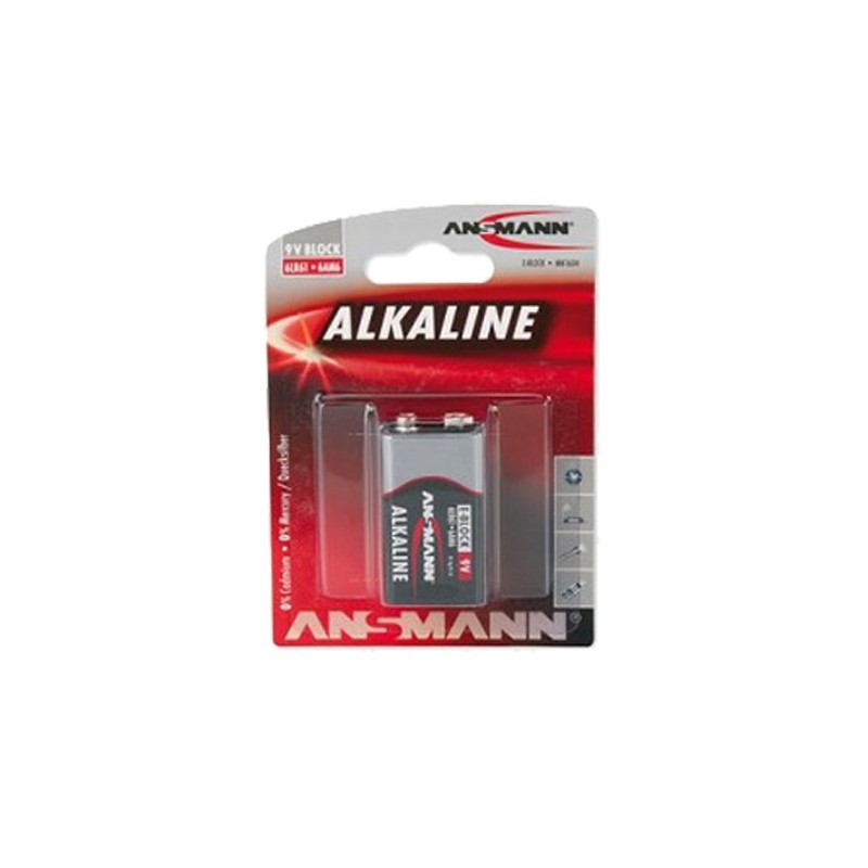 Pile rectangle LR6 6LR61 / E Alcaline 550mAh 9V ANSMANN (Blister 1 pile)