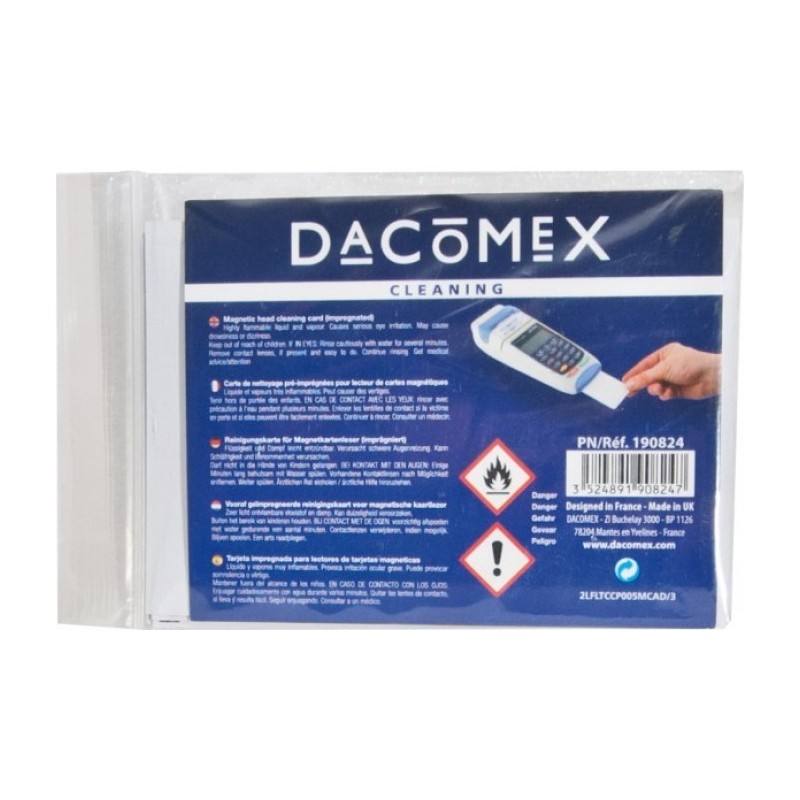 DACOMEX Pack de 5 Cartes de nettoyage pour lecteur de cartes magnétique