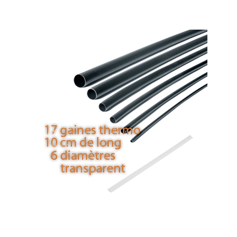 ASSORTIEMENT DE 17 GAINES THERMORETRACTABLES DE10CM DIAM. 1-9MM