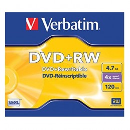 DVD+RW 4,7GB / 120MIN VERBATIM ÉCRITURE 4X MATT SILVER RÉINSCRIPTIBLE - BUNDLE - JAQUETTE