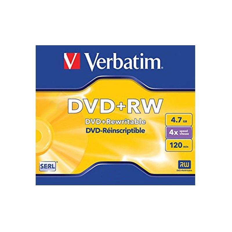 DVD+RW 4,7GB / 120MIN VERBATIM ÉCRITURE 4X MATT SILVER RÉINSCRIPTIBLE - BUNDLE - JAQUETTE