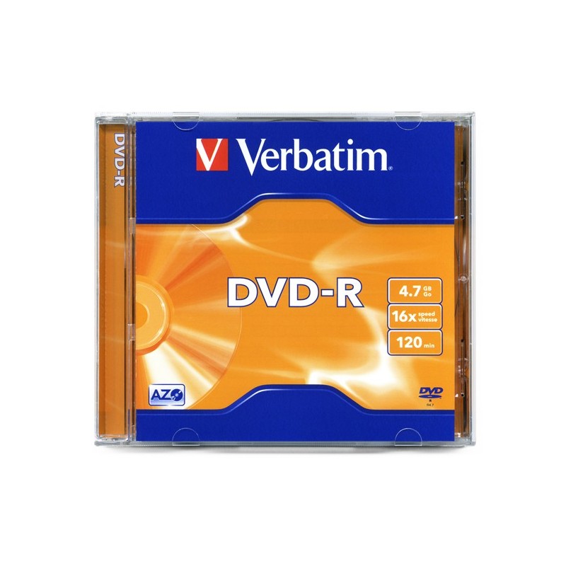 DVD-R 4,7GB / 120MIN VERBATIM ÉCRITURE 16X MATT SILVER - BOÎTE CRYSTAL