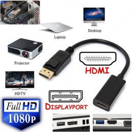 ADAPTATEUR DP DisplayPort Male vers HDMI Femelle - 25cm