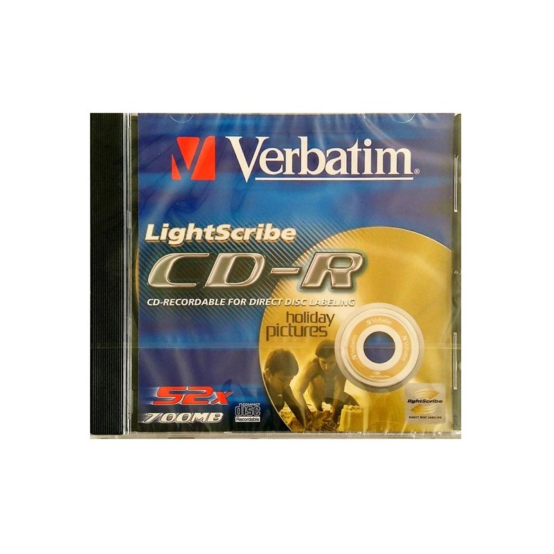CD-R 700MB / 80 MIN VERBATIM ÉCRITURE 52X LIGHTSCRIBE - BOITE CRYSTAL