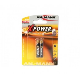 Pile baton LR61 / AAAA Alcaline 500mAh 1,5V ANSMANN (Pack 2 piles) - vue blister