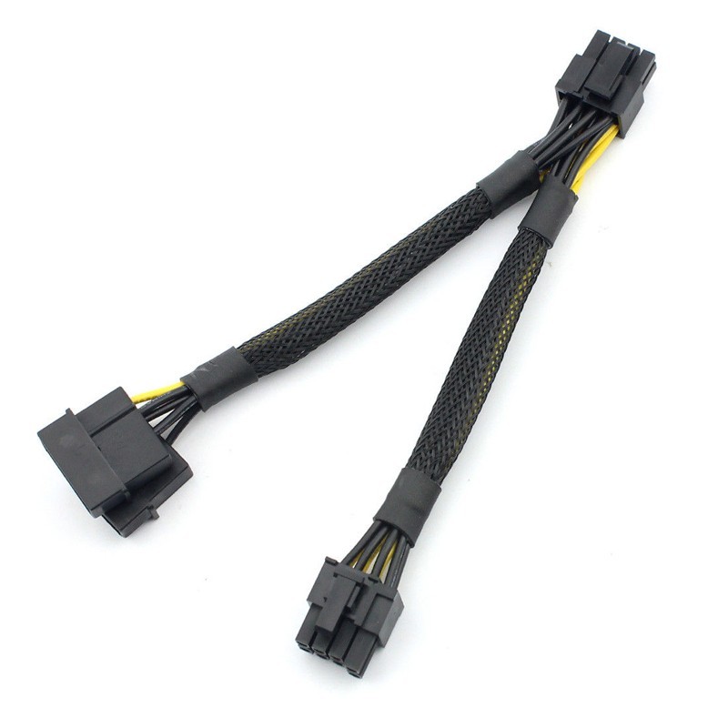 ADAPTATEUR DOUBLE MOLEX DOUBLE PCIe 6/8 pins (6+2) pour carte graphique PCI Express - vue cable