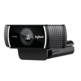 LOGITECH C922 Pro Stream Noir Webcam Full HD 1080p - USB (960-001088) - vue de trois quart replié