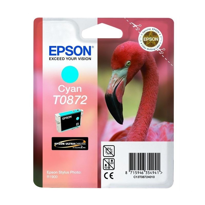 Epson T0872 Cyan Flamant rose Cartouche d'encre (C13T08724010) pour Stylus Photo R1900