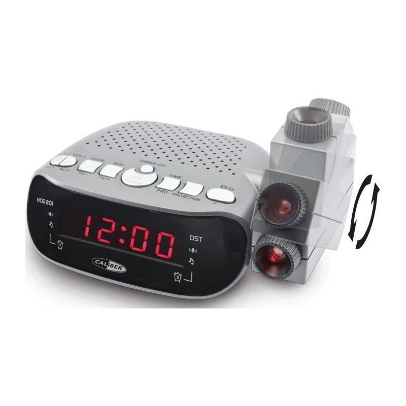 CALIBER HCG201 Radio réveil FM avec projecteur - double alarme - Gris