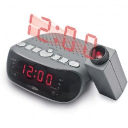 CALIBER HCG201 Radio réveil FM avec projecteur - double alarme - Gris - vue de trois quart
