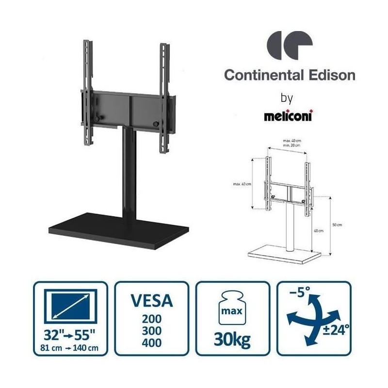 CONTINENTAL EDISON CE23400PC Support TV Pied Central (32'' a 55'')