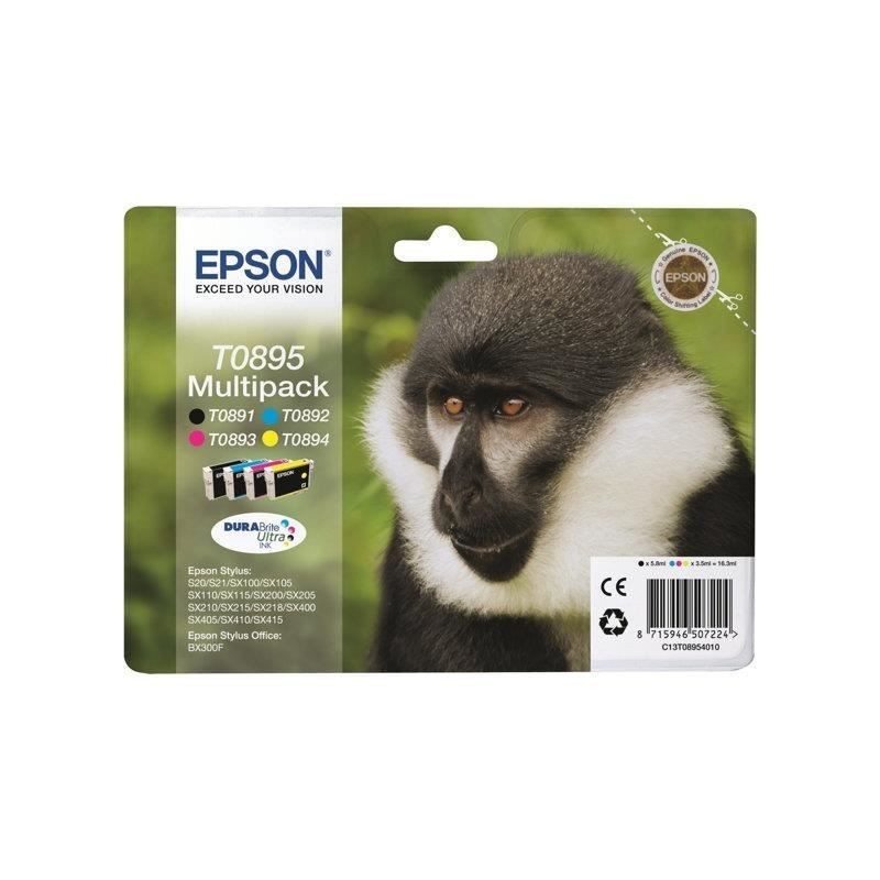 EPSON T0895 Multipack 4 cartouches encre Noir, Cyan, Magenta, Jaune