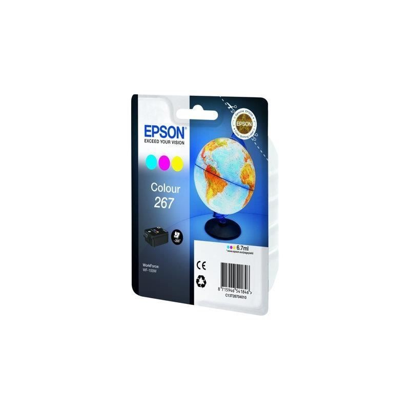 EPSON 267 Globe Pack Cyan, Magenta, Jaune (C13T26704020) pour WorkForce WF-100W