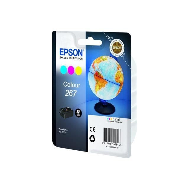 EPSON 267 Globe Pack Cyan, Magenta, Jaune (C13T26704020) pour WorkForce WF-100W - Photo 1/1