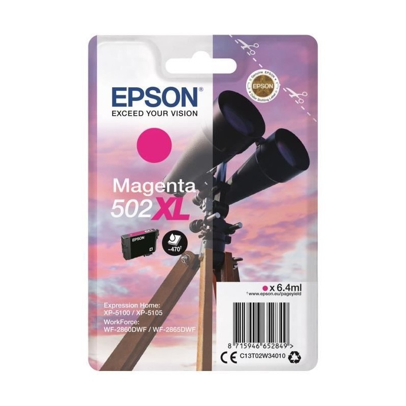 EPSON 502XL Magenta Cartouche Jumelles (C13T02W34020) pour XP-5100, XF-2560, WF-2865