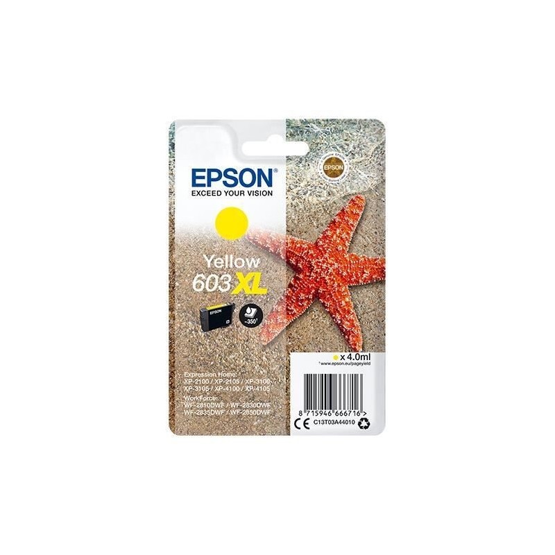EPSON 603 XL Jaune Cartouche d'encre Etoile de mer (C13T03A44010) pour XP-2100, WF-2850