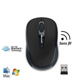 MICROSOFT Mobile Mouse 3500 Noir Souris sans fil 2.4GHz - récepteur USB - vue compatible W10