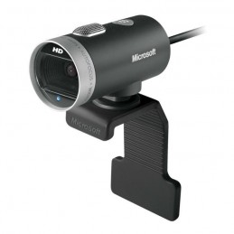 Microsoft LifeCam Cinema Webcam 1280 x 720 - Microphone intégré - filaire USB 2.0 - noir - vue de trois quart support en equerre