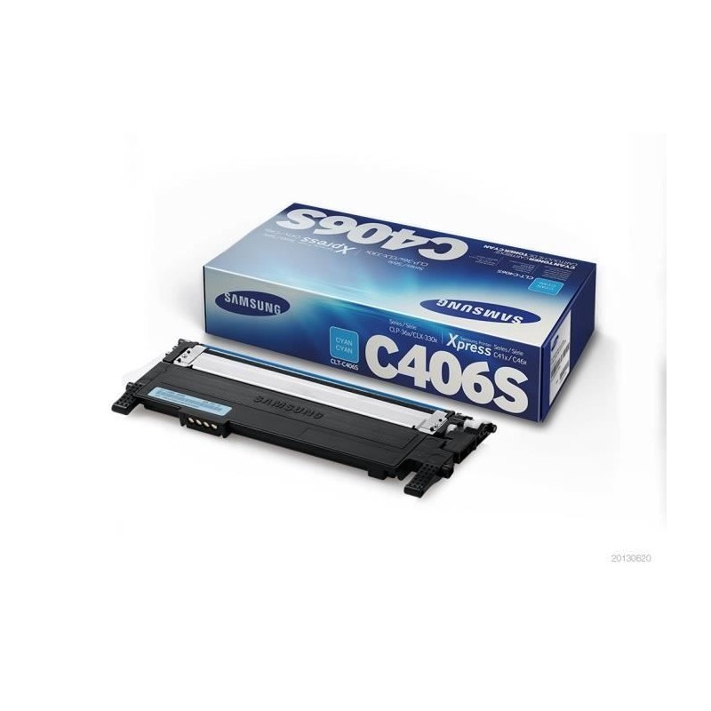 SAMSUNG CLT-C406S (ST984A) Cyan Toner laser (1000 pages) pour SS062B, CLP-365, CLX-3300, CLX-3305