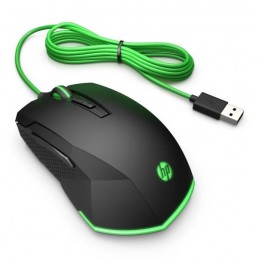 HP Pavilion Gaming 200 RGB Souris filaire USB - 5 boutons - 3200 dpi - Noir et vert - vue de trois quart