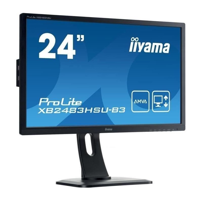 IIYAMA ProLite XB2483HSU-B3 Ecran PC 24" FHD - Dalle A-MVA - 4ms - 75Hz - VGA/DisplayPort/HDMI
