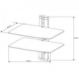 INOTEK JET102 Noir Tablette murale pour périphériques audio-vidéo - 2 étagères - vue schéma