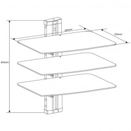 INOTEK JET103 Noir Tablette murale pour périphériques audio-vidéo - 3 étagères - vue schéma