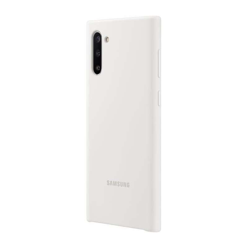 SAMSUNG Coque Silicone Blanc pour Smartphone Samsung Note10 - vue de trois quart