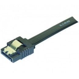 Cable SATA 6 GB/s slim sécurisé noir - 20 cm - vue connecteur