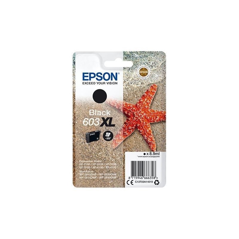 EPSON 603 XL Noir Cartouche d'encre Etoile de mer (C13T03A14010) pour XP-2100, WF-2850