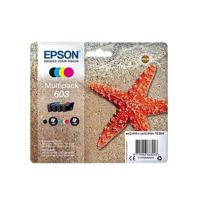 EPSON 603 Multipack 4 couleurs Cartouche d'encre pour XP-2100, WF-2810 ...