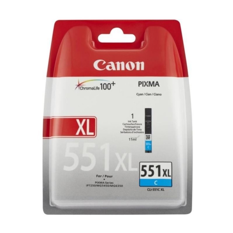 CANON CLI-551CXL Cyan Cartouche d'encre (6444B004) pour PiXMA iP7250, iX6850, MG5450