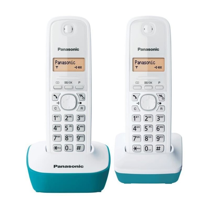 PANASONIC KX-TG1612FRC Duo Téléphone Sans Fil Sans Répondeur - Blanc et Bleu