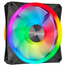 CORSAIR QL140 RGB Pack de 2 Ventilateurs 140mm - Fan Kit RGB + Lighting Node Core (CO-9050100-WW) - vue de trois quart ON